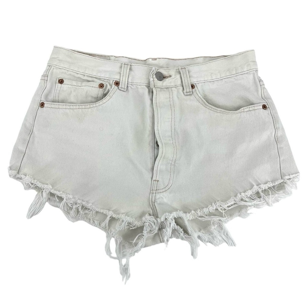 Vintage Levi’s 501 White Frayed Denim Cutoff Shorts